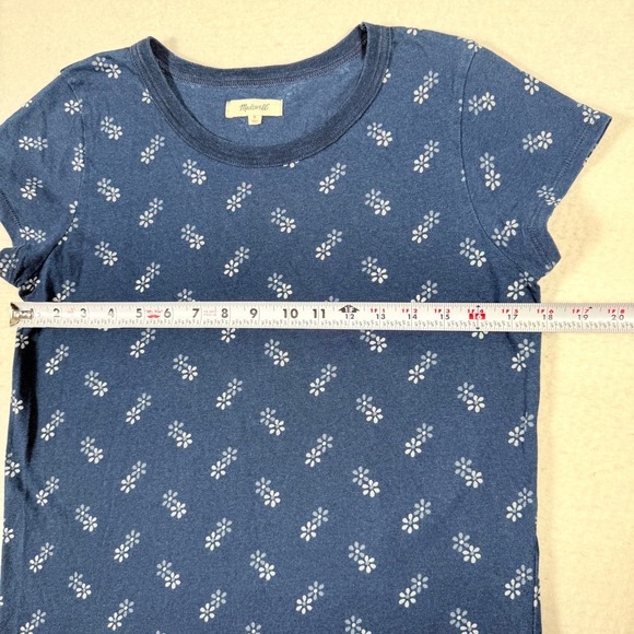 Madewell Womens Tee T-Shirt Size Small‎ Blue Floral Print Short Sleeve Classic - Picture 5 of 6